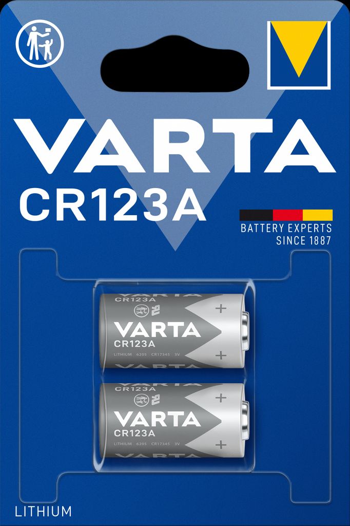 VARTA Lithium Cylindrical battery CR123A, 2-pack