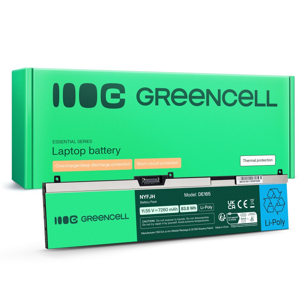 Green Cell-batteri NYFJH-6C 0NYFJH 0RY3F9 0VRX0J til Dell Precision 15 7530 osv.