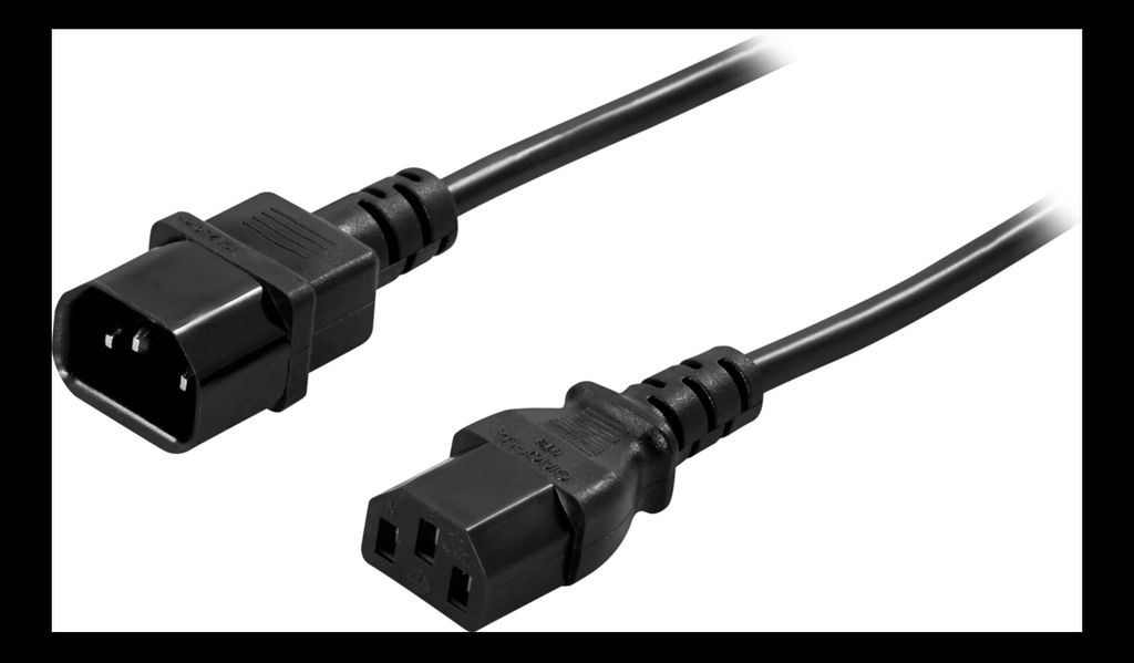 Extension cable, PC & display, 0,5m - Black