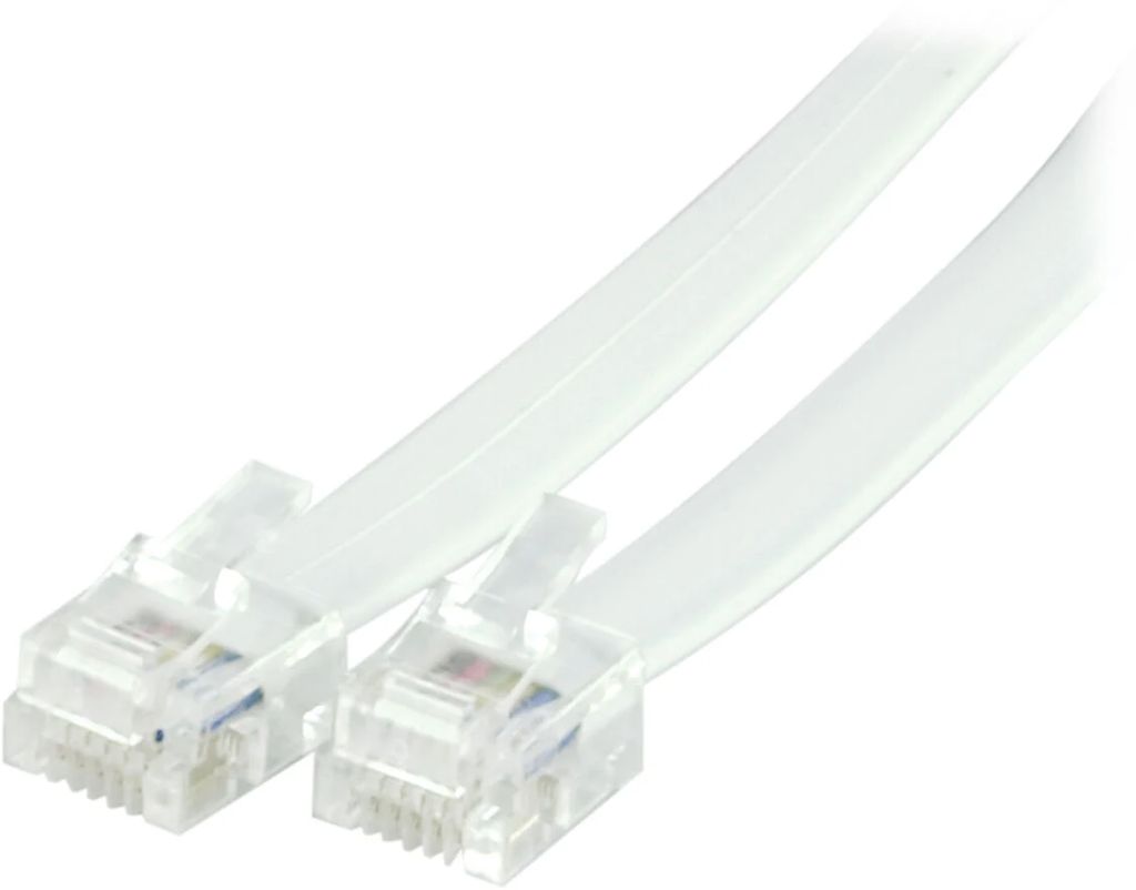 RJ12/6C-moduulikaapeli 3 metriä, valkoinen