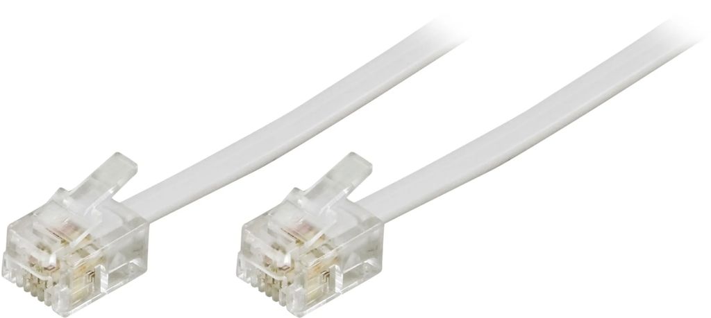 Modulaarikaapeli RJ11 5 m valkoinen – 6P4C molemmissa päissä