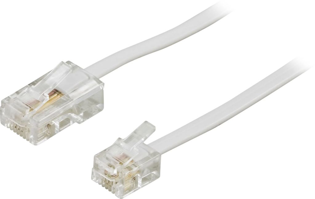 Modular kabel 8P4C till 6P4C (RJ11), 3m - vit