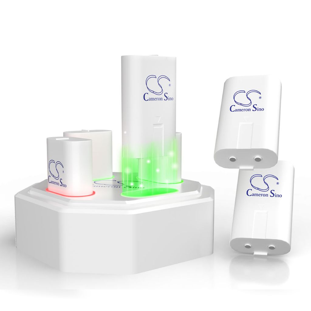 Laddare med 4 x 1200mWh uppladdningsbart batteripaket för Xbox XSS, Xbox XSX, Xbox X1, Xbox X1 Elite-kontroll med laddningsstation - Vit