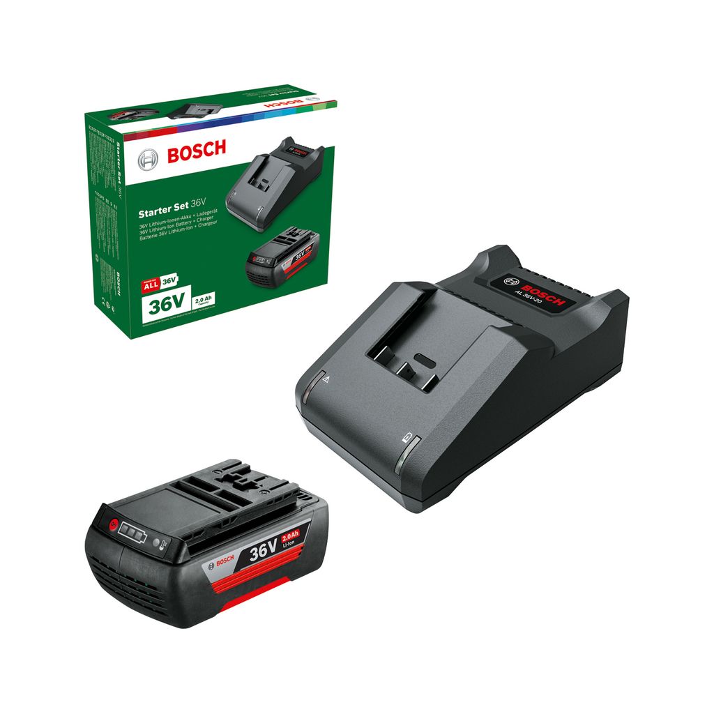 Bosch Batteriset 36V-batteri 2Ah med batteriladdare AL3620-20 | Laddare - Verktygsladdare - Bosch | Batteritema
