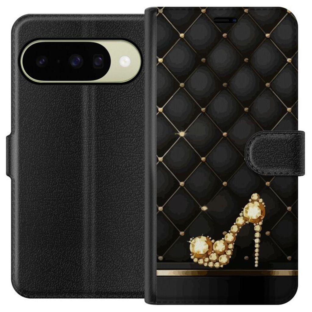 Google Pixel 10 Svart Plånboksfodral Lyxig Sko
