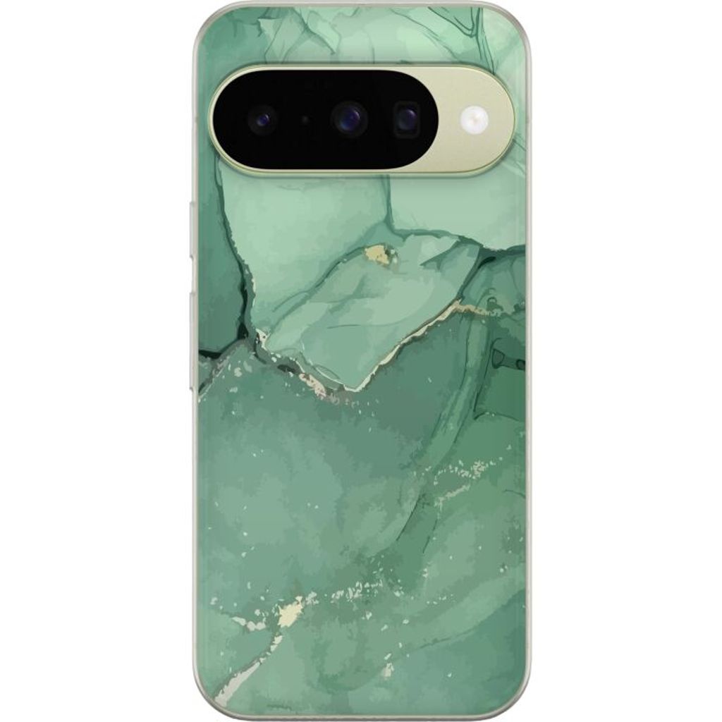 Google Pixel 10 Gjennomsiktig Telefondeksel Grön Marmor