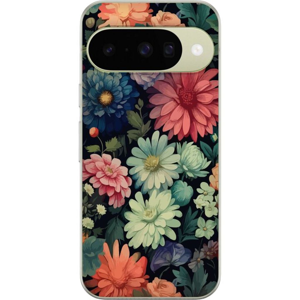 Google Pixel 10 Transparent Mobilskal Färglada blommor