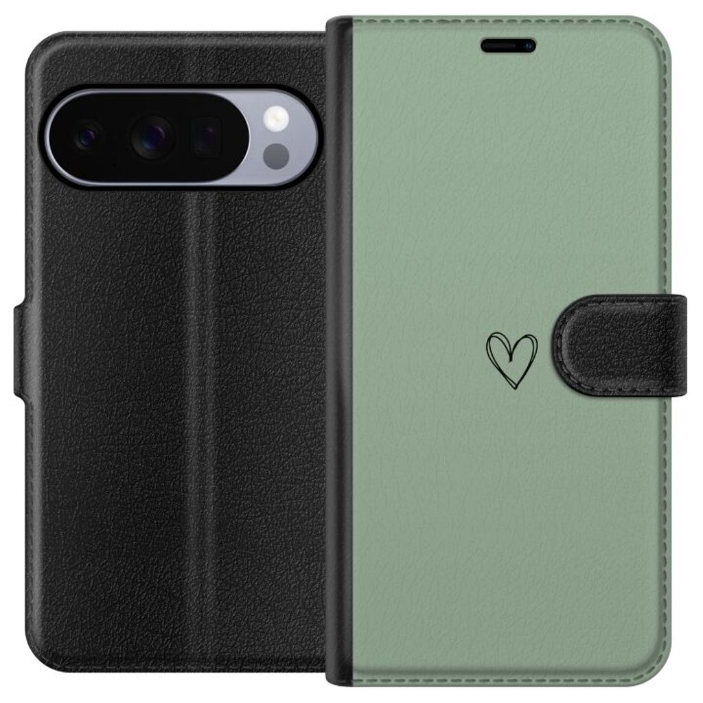 Google Pixel 10 Pro Musta Lompakkokotelo Hjärta