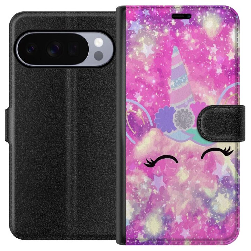 Google Pixel 10 Pro Musta Lompakkokotelo Glad Enhörning
