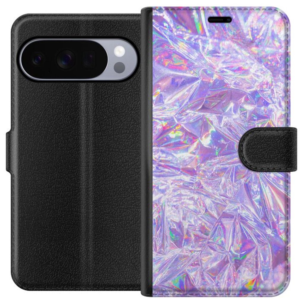 Google Pixel 10 Pro Musta Lompakkokotelo Glitter
