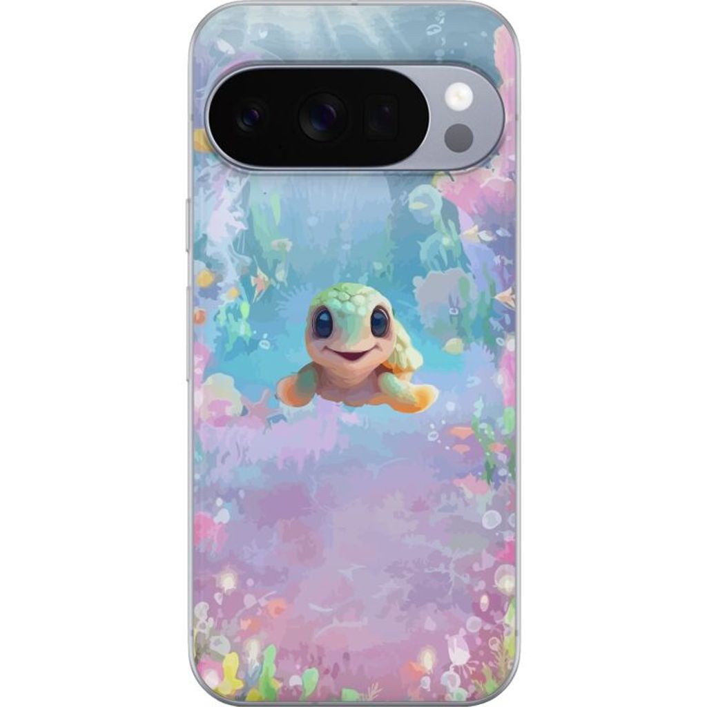 Google Pixel 10 Pro Transparent Mobilskal Glad Sköldpadda