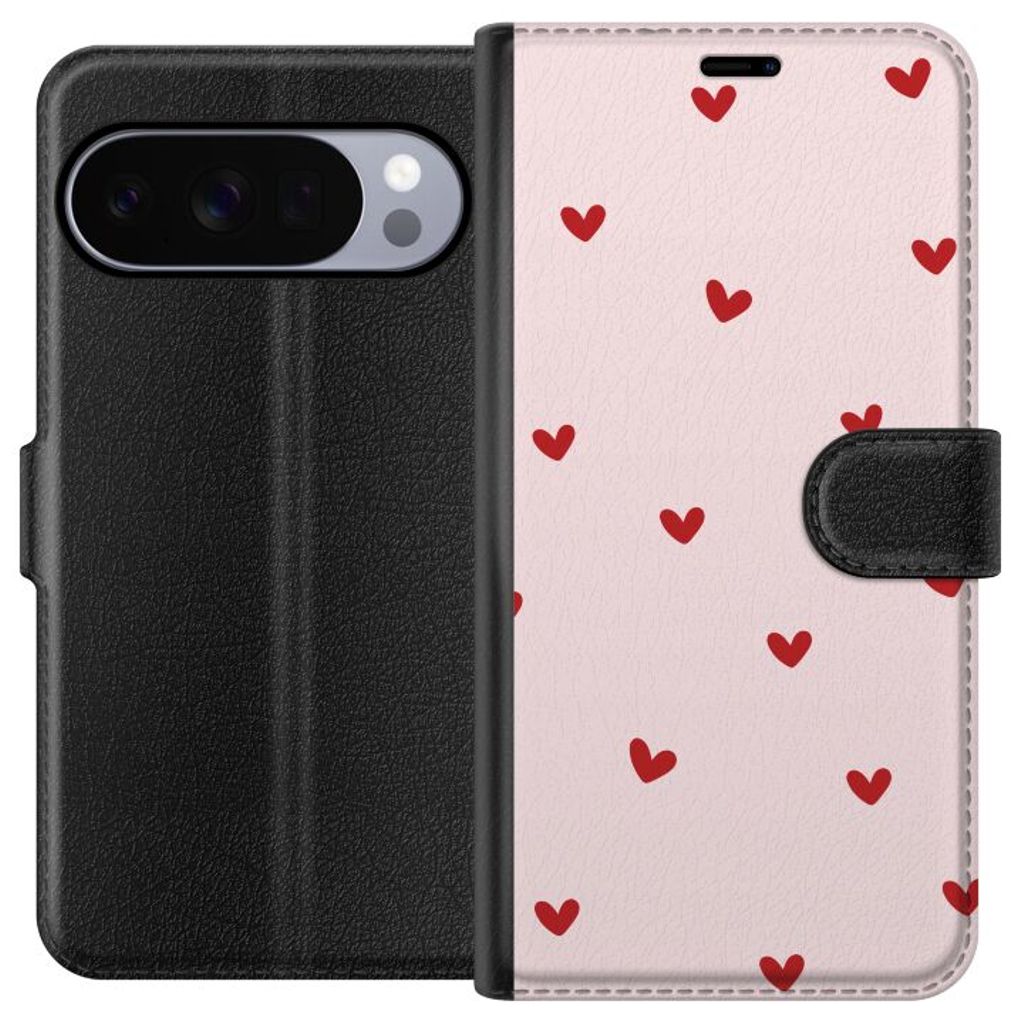 Google Pixel 10 Pro XL Musta Lompakkokotelo Små Hjärtan