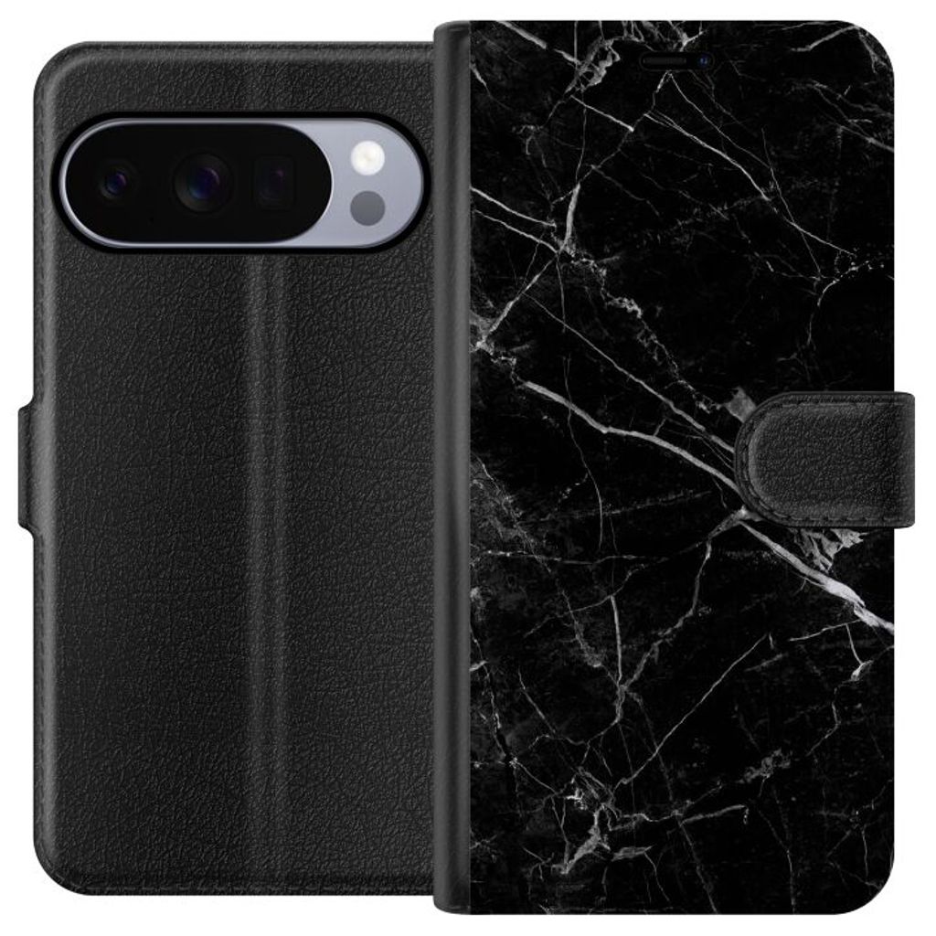 Google Pixel 10 Pro XL Svart Plånboksfodral Svart marmor