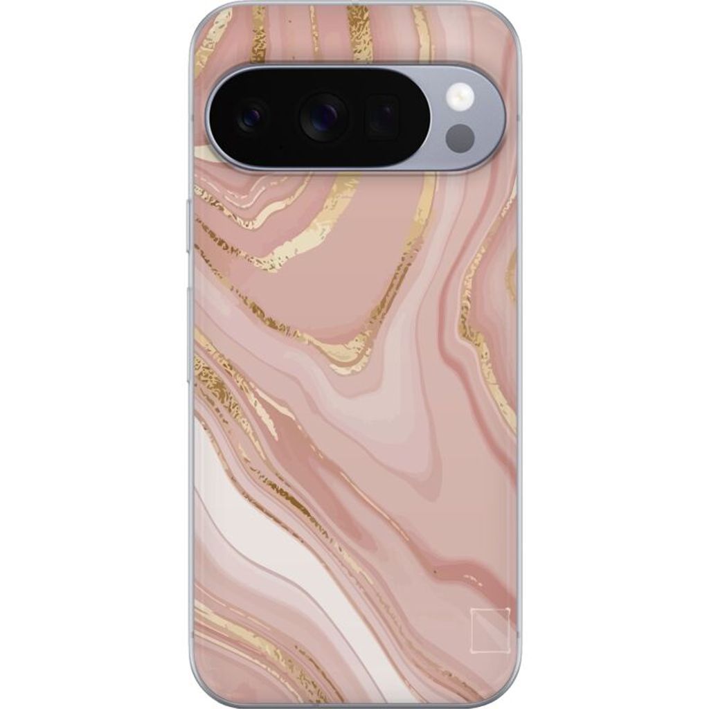 Google Pixel 10 Pro XL Läpinäkyvä Puhelinkotelo Ljusrosa marmor