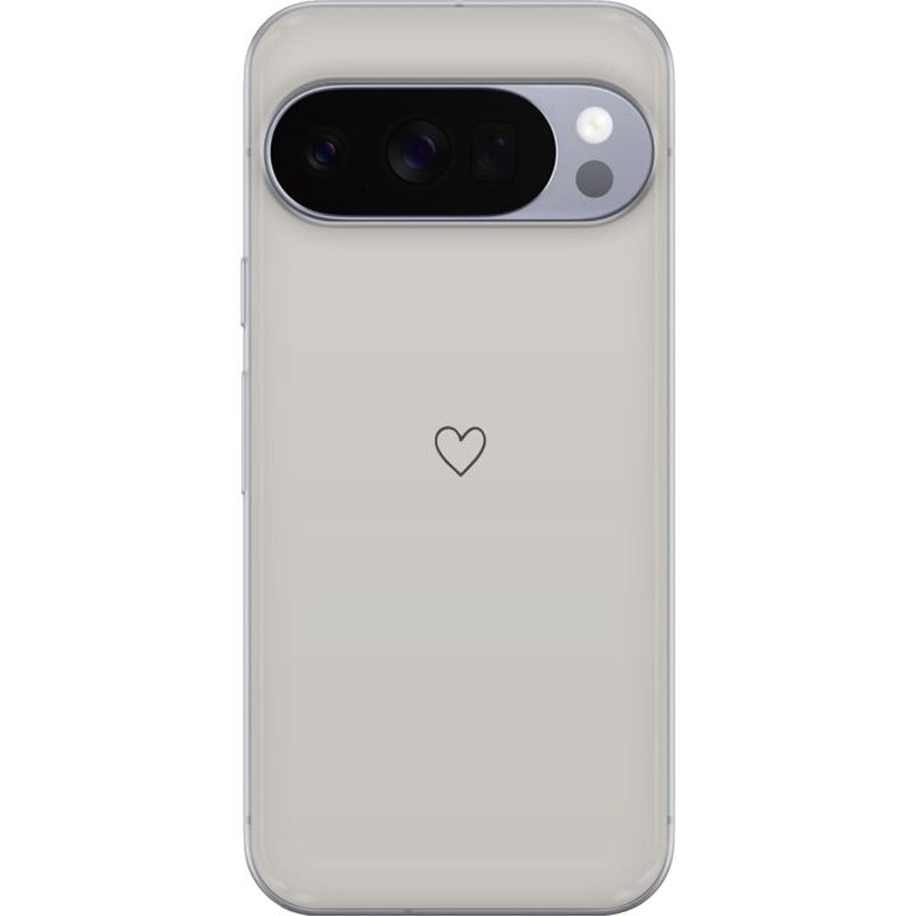 Google Pixel 10 Pro XL Läpinäkyvä Puhelinkotelo Grått hjärta
