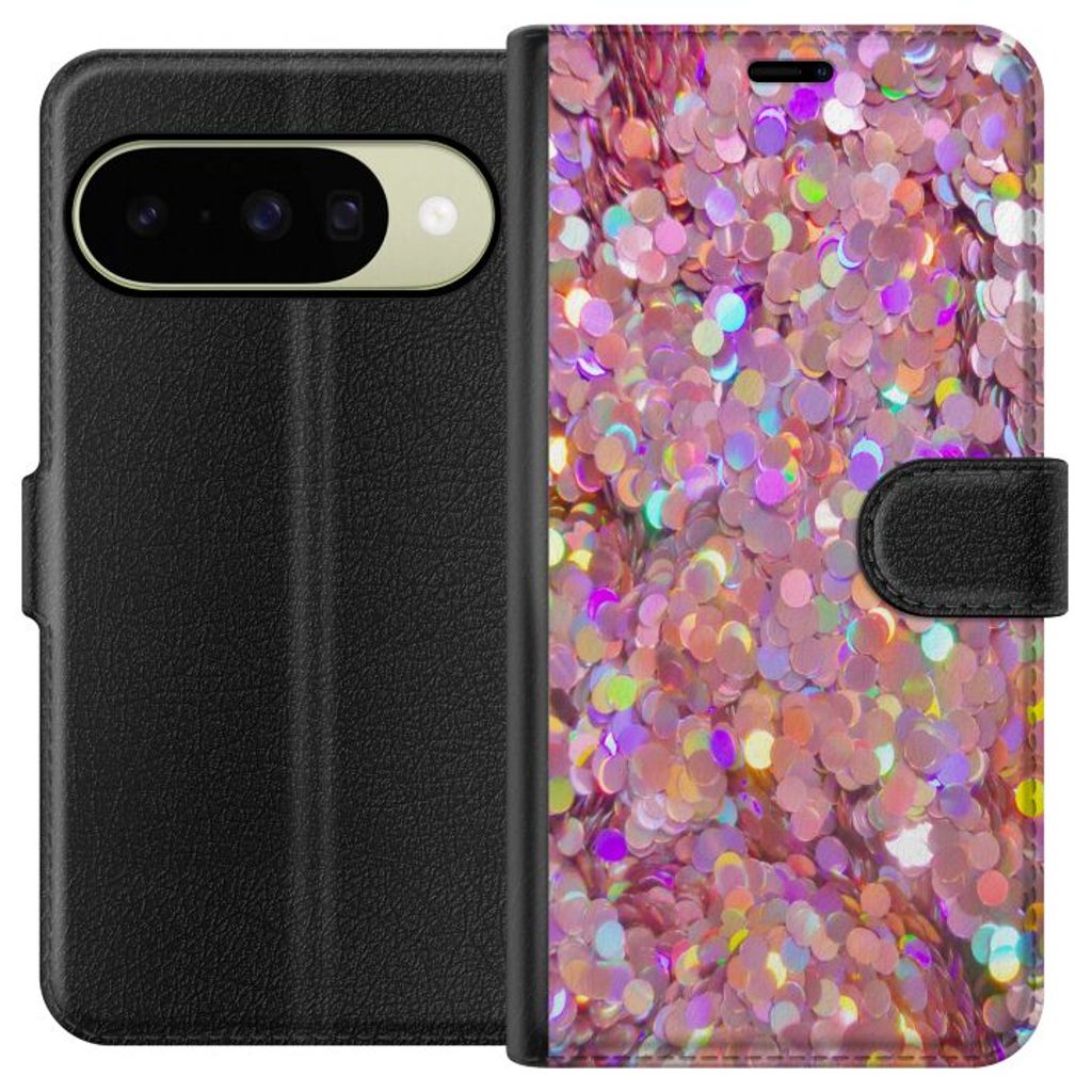 Google Pixel 11 Musta Lompakkokotelo Glitter
