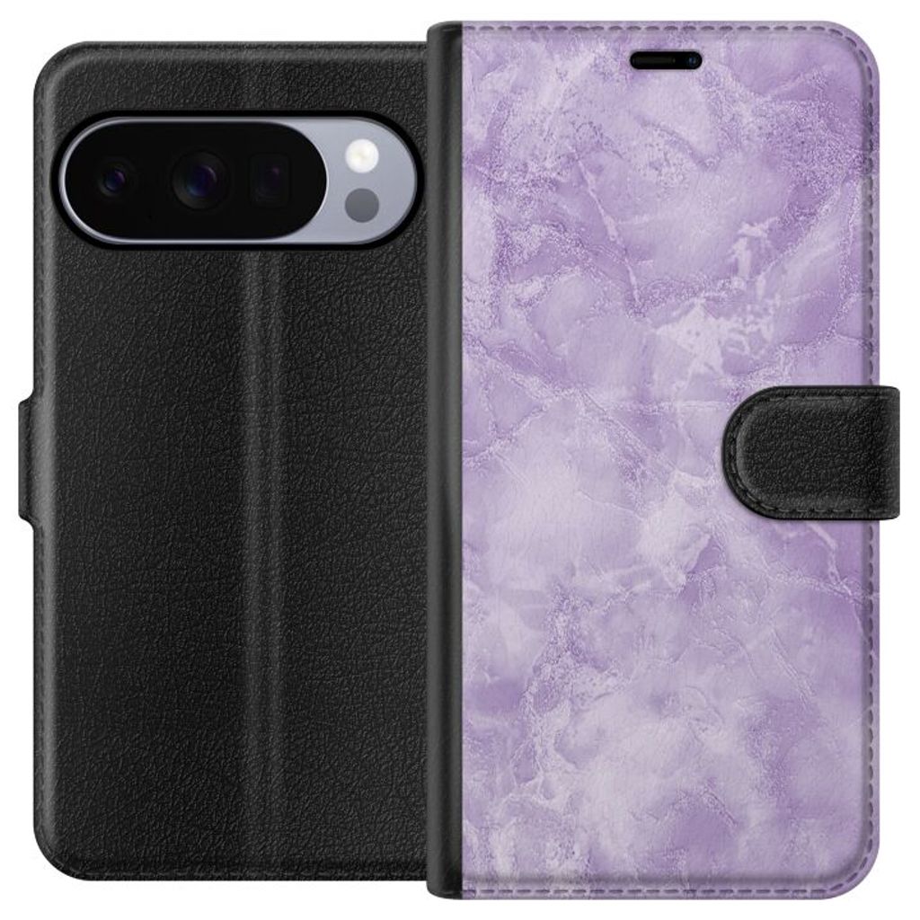 Google Pixel 11 Pro XL Musta Lompakkokotelo Lila marmor