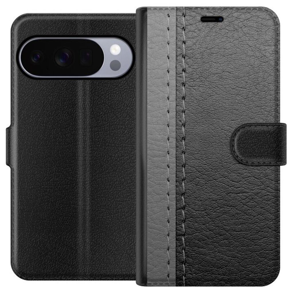 Google Pixel 11 Pro XL Musta Lompakkokotelo Grått Fake Läder