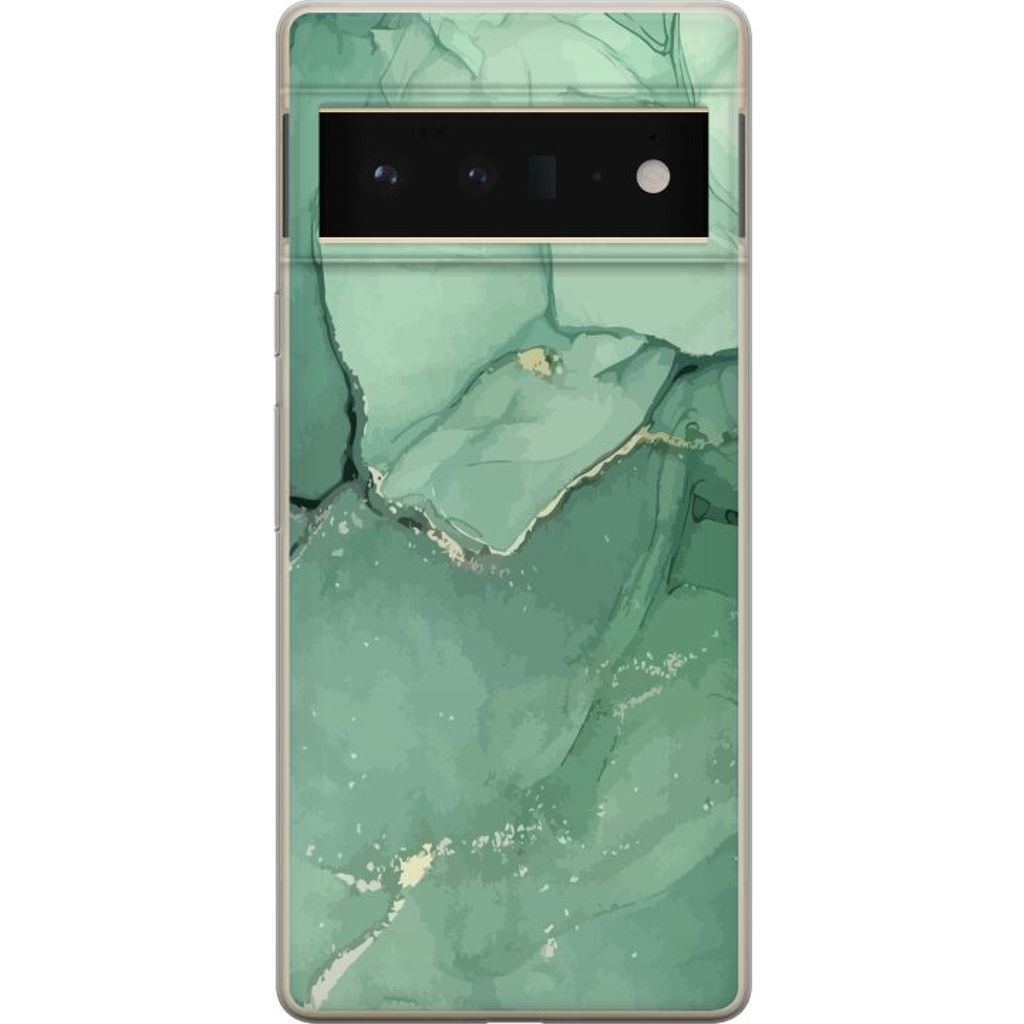 Google Pixel 6 Pro Gjennomsiktig Telefondeksel Grön Marmor