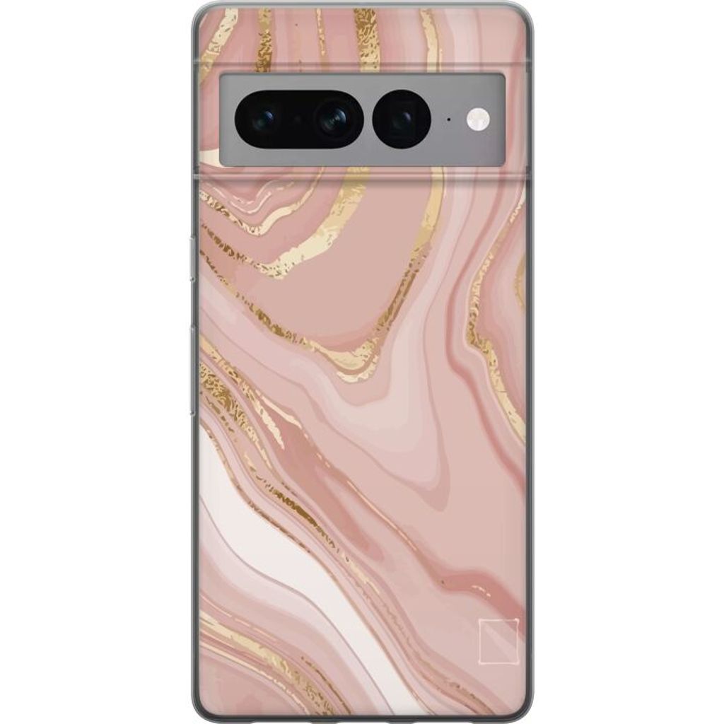 Google Pixel 7 Pro Transparent Mobilskal Ljusrosa marmor