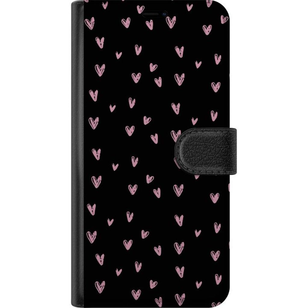 Google Pixel 9a Svart Plånboksfodral Små Kärleksymboler