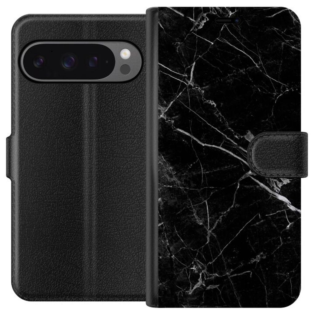 Google Pixel 9 Pro XL Sort Tegnebogsetui Svart marmor