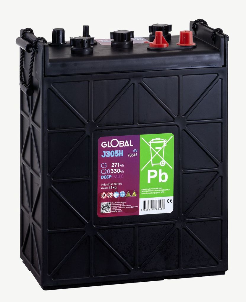 Global 6V 330Ah J305H Traktionsbatteri 296x176x366mm