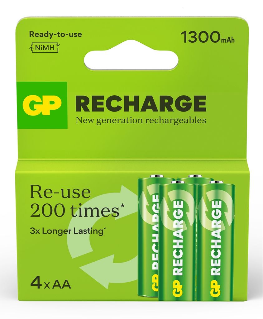 GP Ladattavat AA-paristot 1300mAh 4 kpl