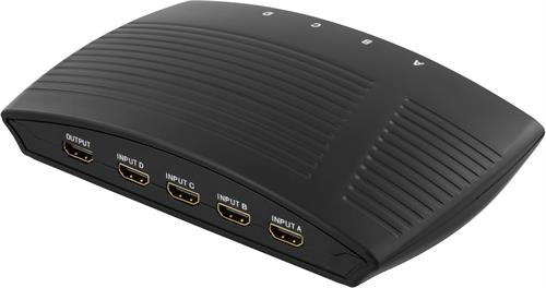 DELTACO Manuell HDMI-switch, 4 innganger til 1 utgang, Full HD i 60Hz