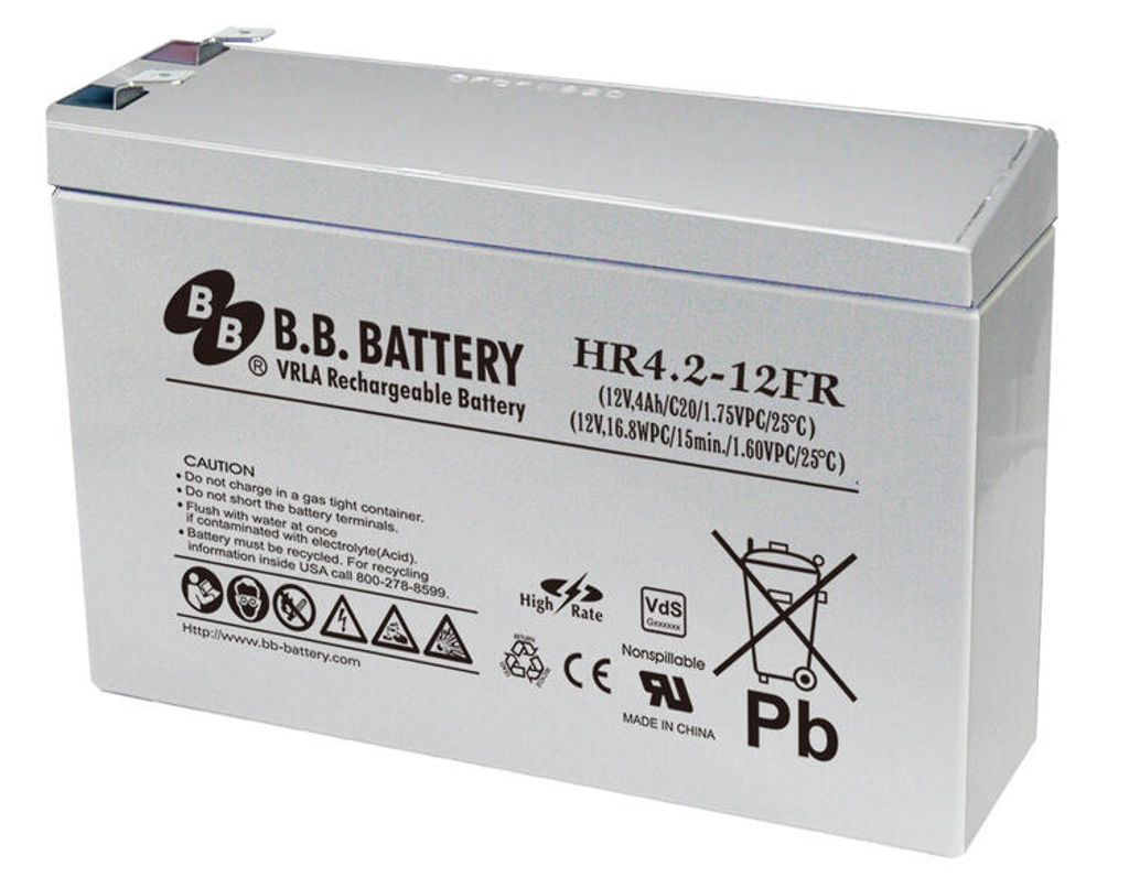 B.B. 12V 4Ah (AGM) batteri 140x 38,5 x 100mm