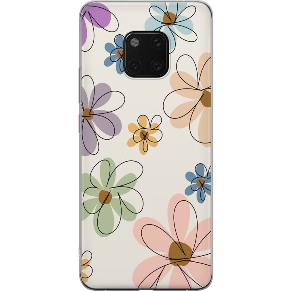 Huawei Mate 20 Pro Transparent Mobilskal Tecknade Blommor
