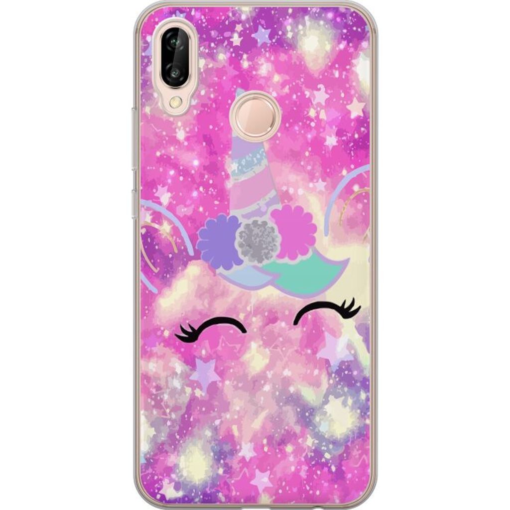 Huawei P20 lite Gjennomsiktig Telefondeksel Glad Enhörning