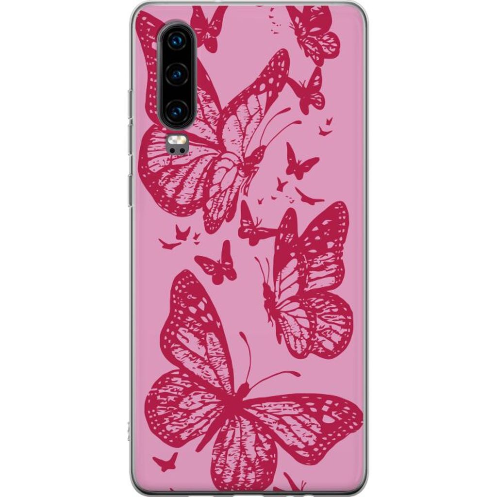 Huawei P30 Gennemsigtigt Telefoncover Fjärilar