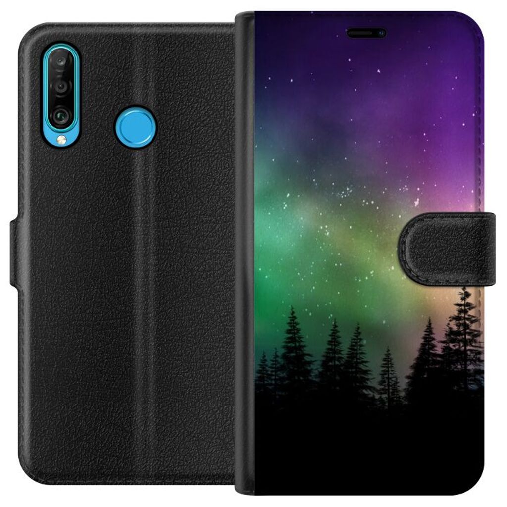 Huawei P30 lite Svart Plånboksfodral Norrsken