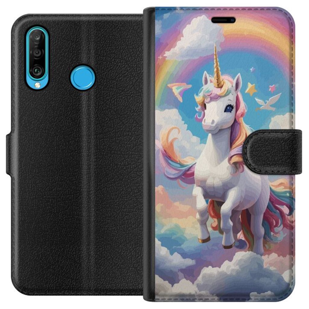 Huawei P30 lite Sort Lommebokdeksel Stolt Enhörnig