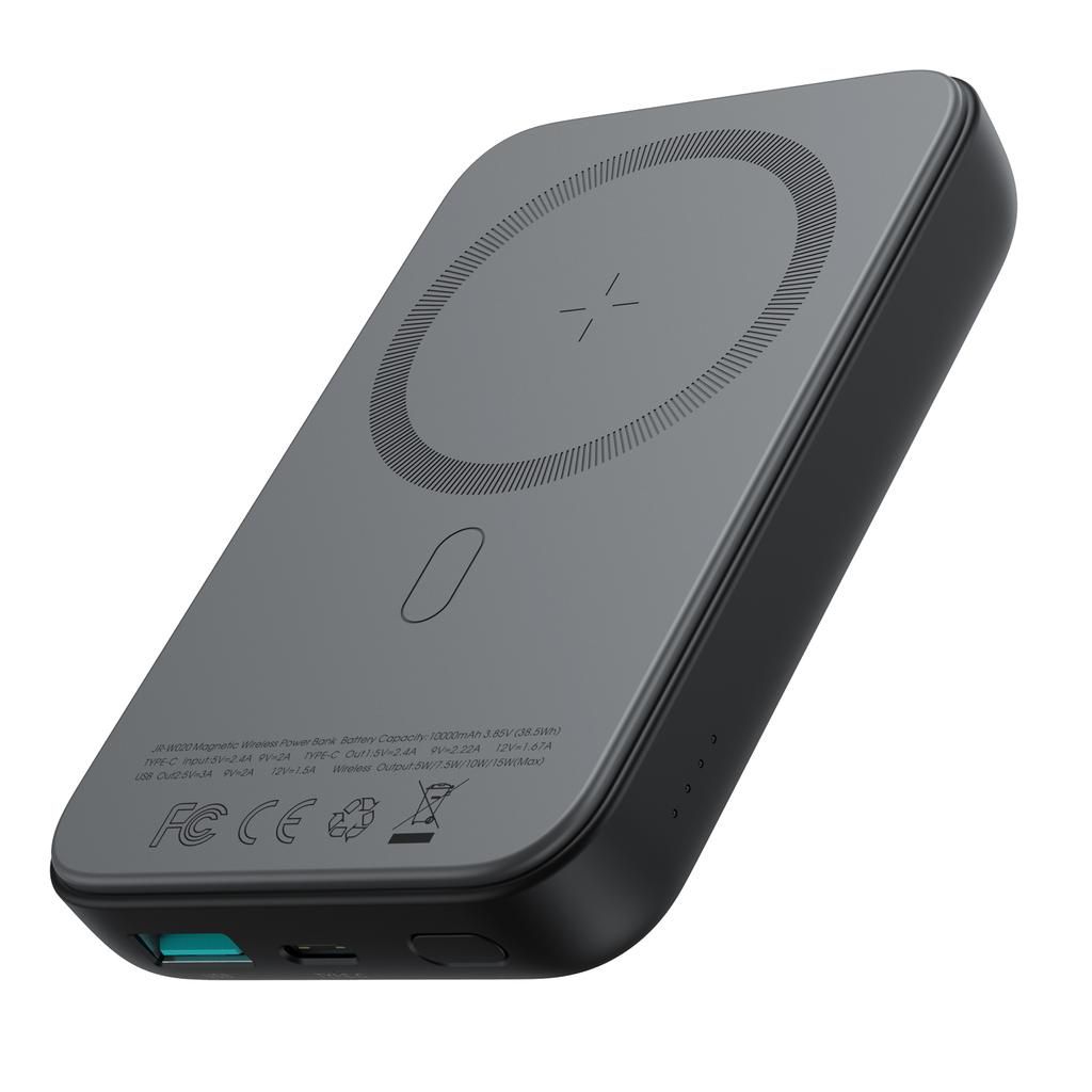 SiGN Magnetisk Trådlös Powerbank för iPhone 10000mAh, USB-C, USB-A - Svart | Laddare - Powerbank | Batteritema