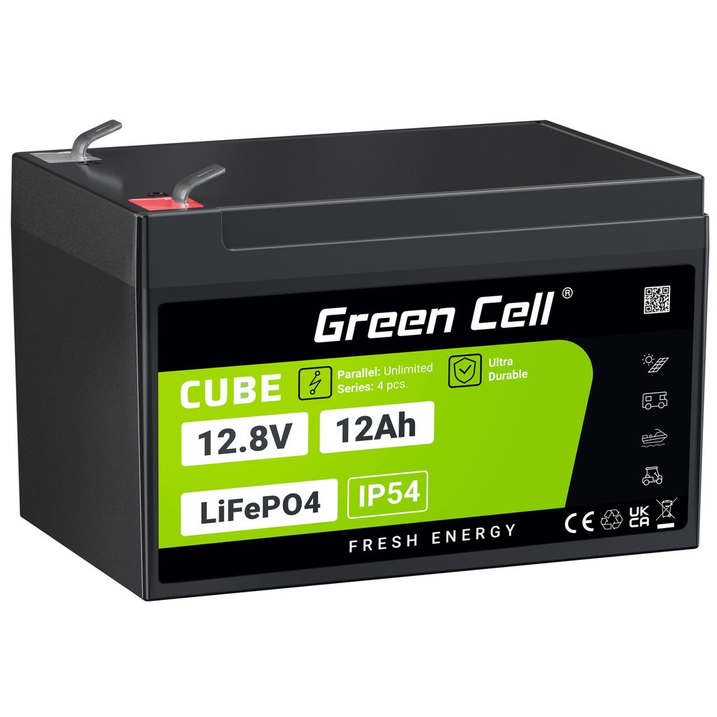 Green Cell CUBE LiFePO4 12Ah 12,8V 153,6Wh litiumjernfosfatbatteri