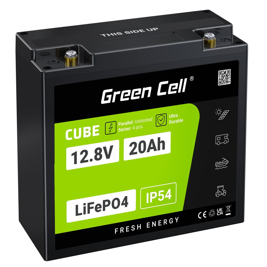 Green Cell CUBE LiFePO4 20Ah 12,8V 256Wh litiumjernfosfatbatteri