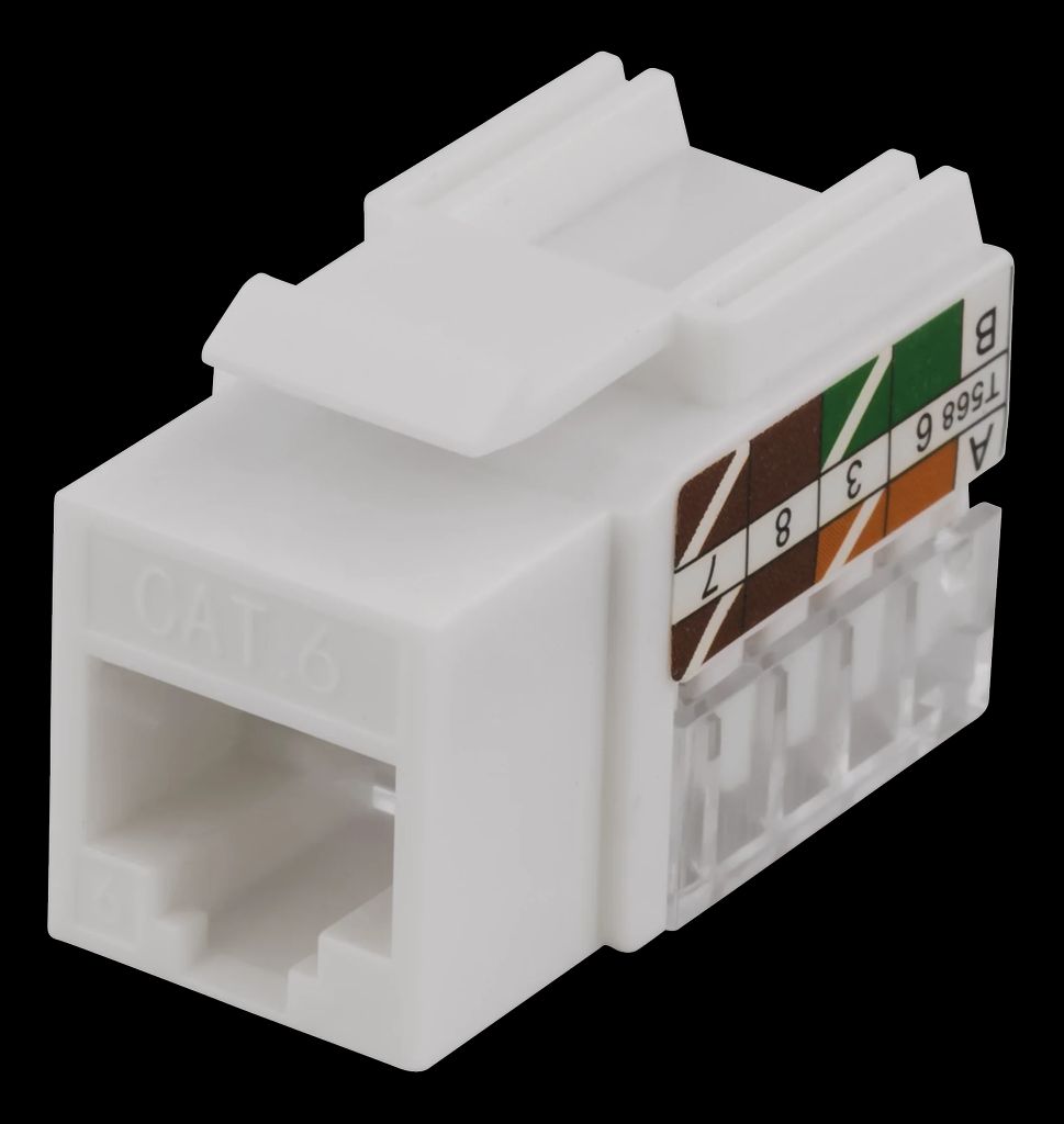 UTP CAT6 keystone-kontakt verktygsfri, 90 grader, vit