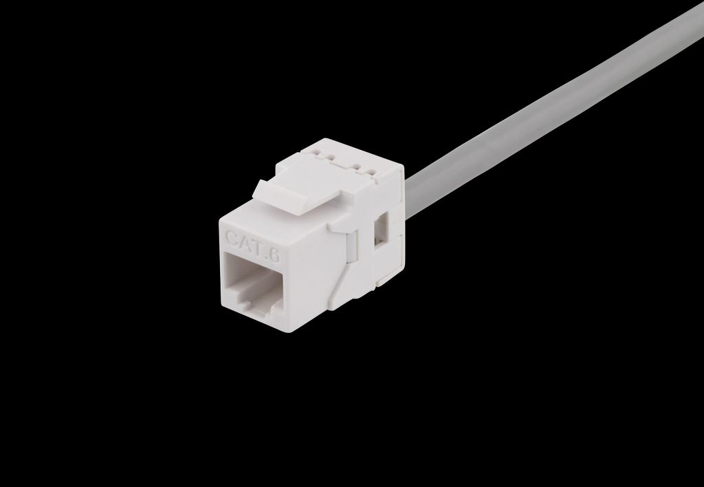 Cat6 keystone-jack, LSA/110, plast, 180°, vit