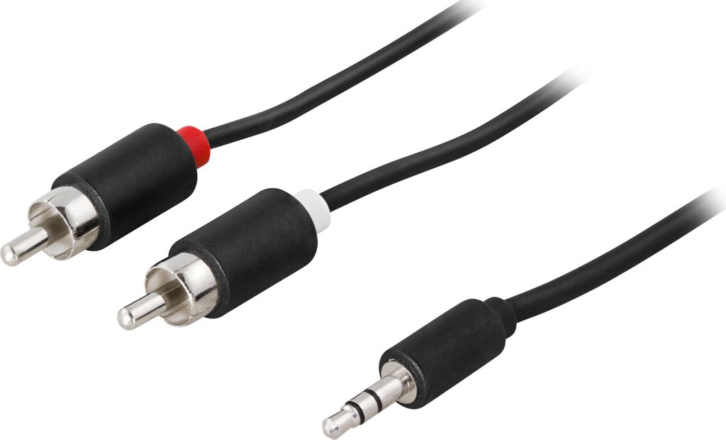 Audio Cable 3,5mm han til 2xRCA han, 0,5m – Sort