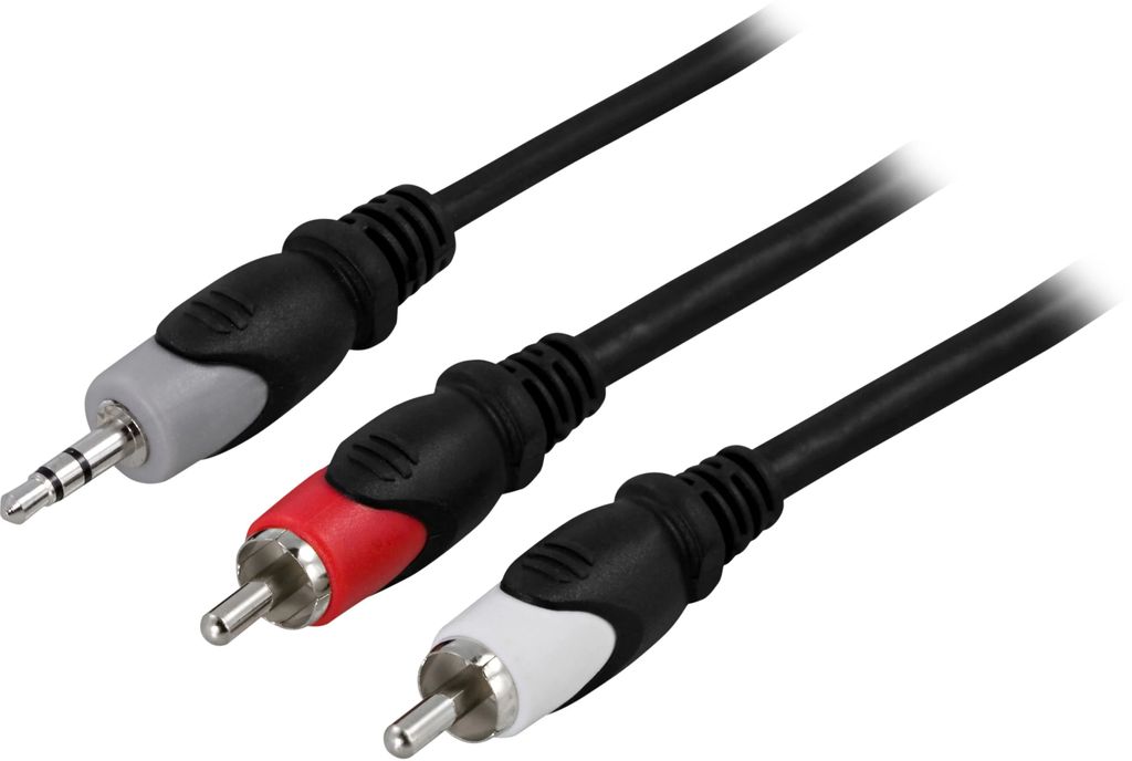 Audio Cable 3,5mm til 2xRCA 0,5m - Sort