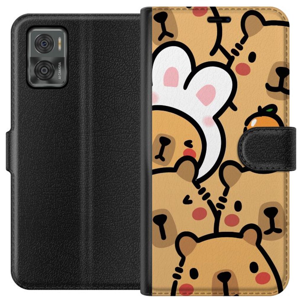 Motorola Moto E22i Musta Lompakkokotelo Kapivara