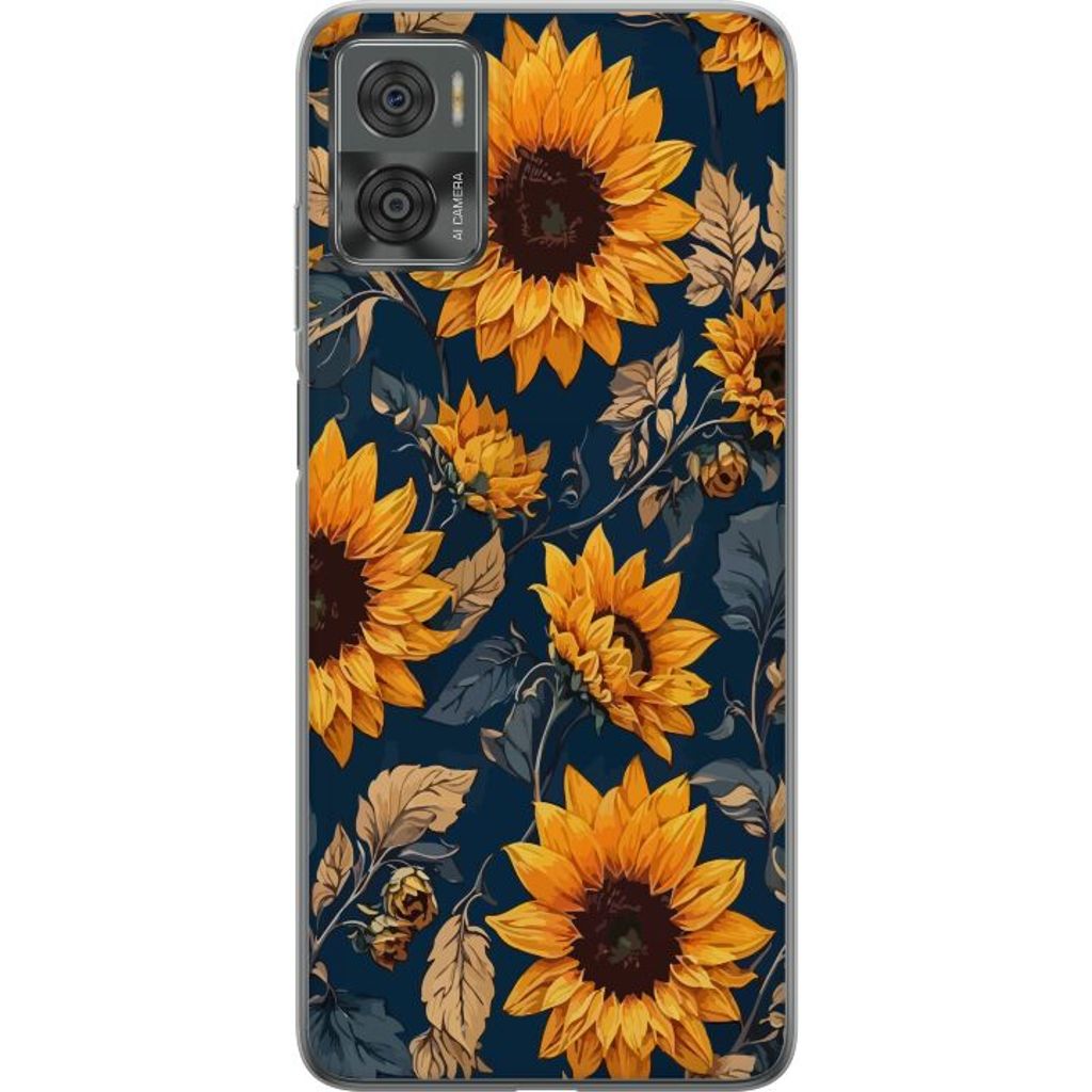 Motorola Moto E22i Läpinäkyvä Puhelinkotelo Solrosor