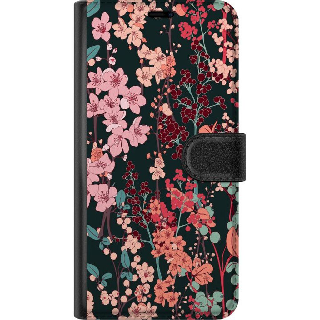 Motorola Edge 50 Neo Svart Plånboksfodral Blommor