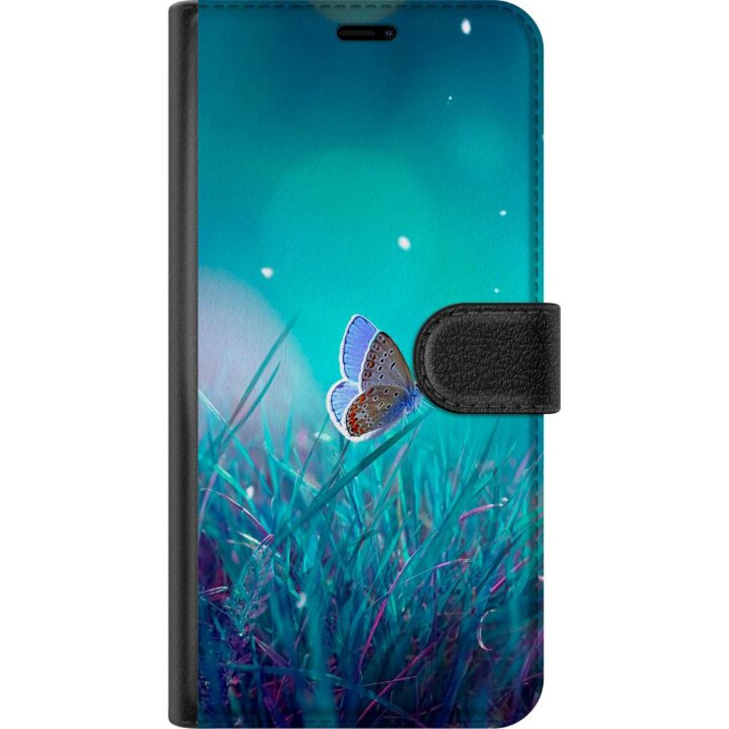 Motorola Moto G15 Sort Tegnebogsetui Blå fjäril