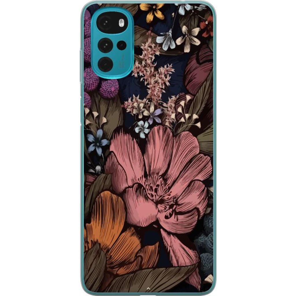 Motorola Moto G22 Läpinäkyvä Puhelinkotelo Tecknade blommor