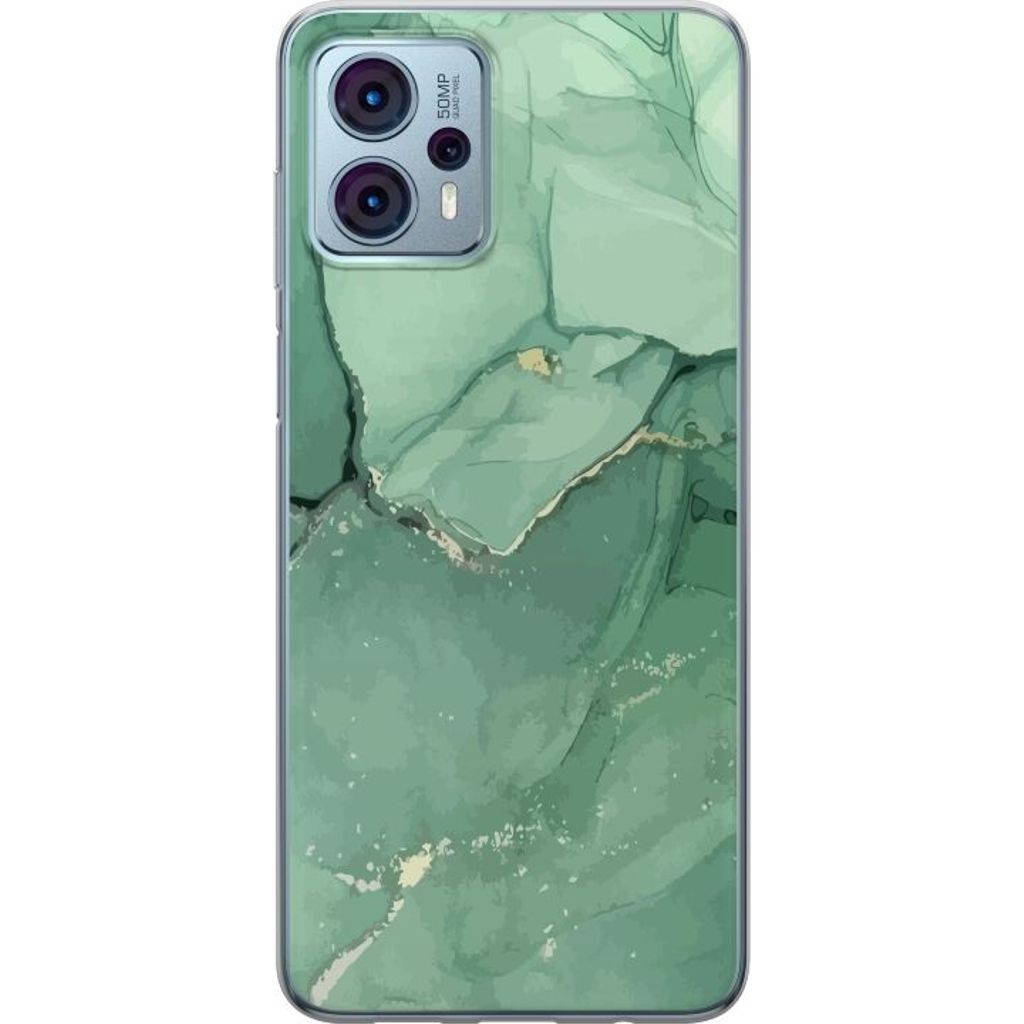 Motorola Moto G23 Transparent Mobilskal Grön Marmor