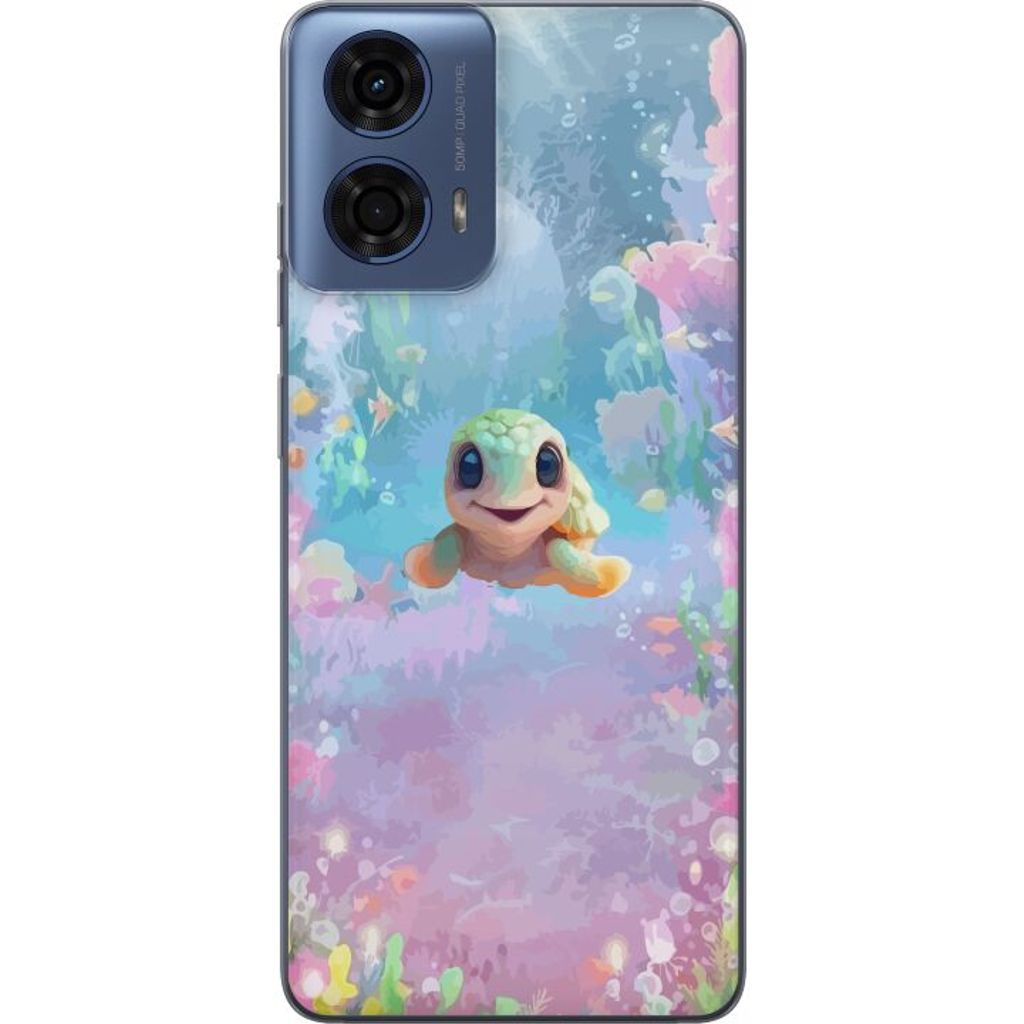 Motorola Moto G24 Transparent Mobilskal Glad Sköldpadda