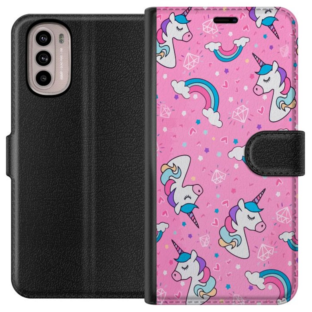 Motorola Moto G31 Svart Plånboksfodral Enhörningar